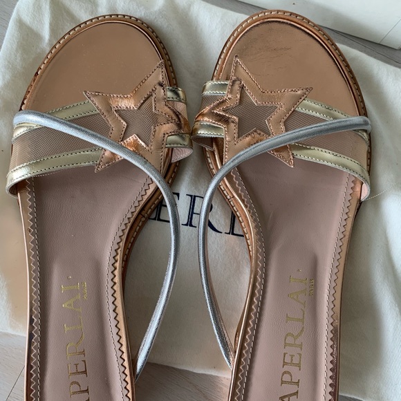 Strappy mini wedge metallic sandal/slides - Picture 2 of 5